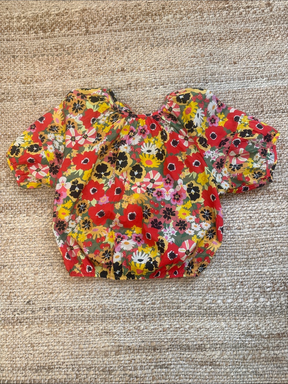 MOTHER Womens Poppies Puff-Sleeve Top in Multi-Color
